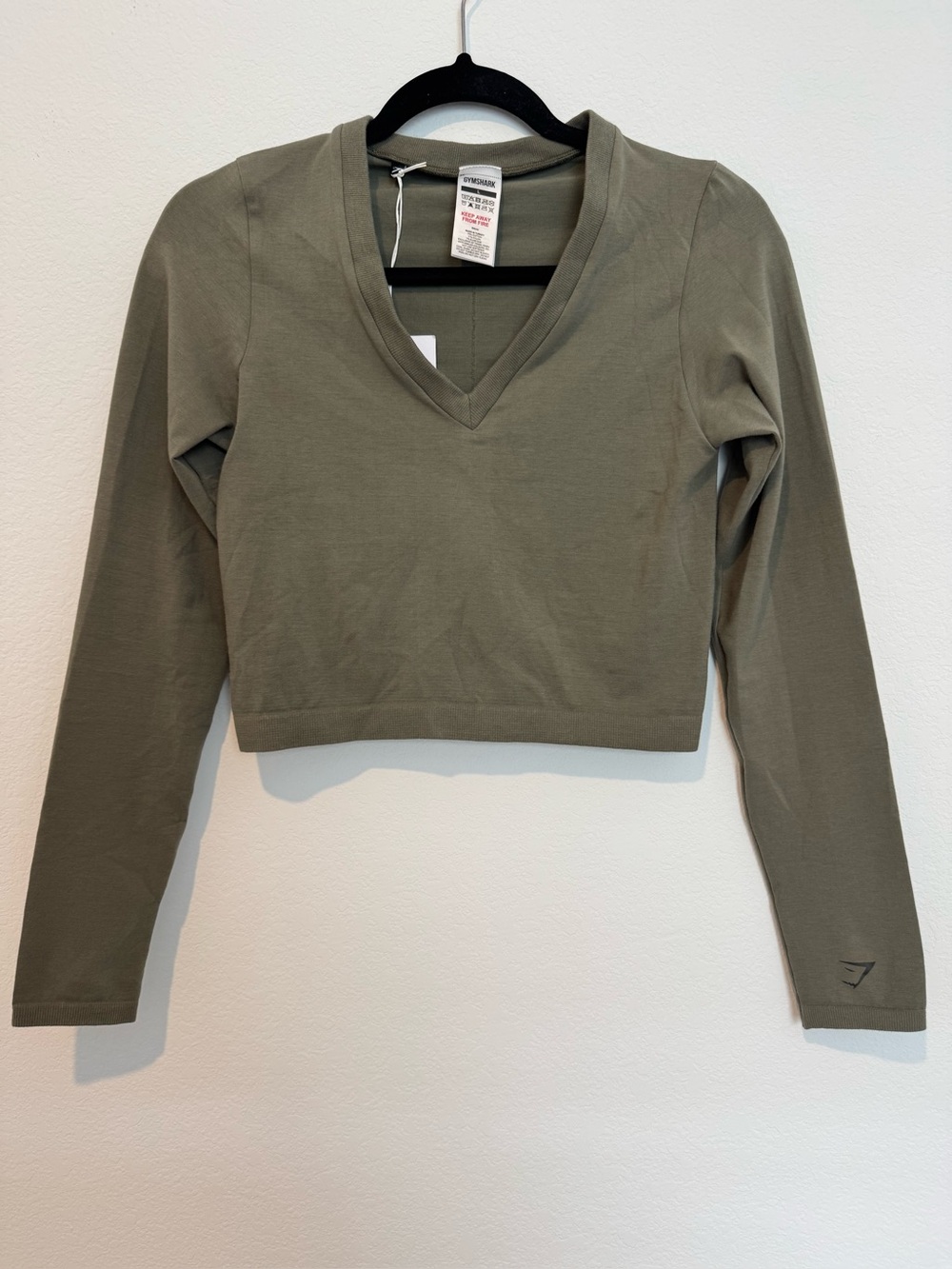 Gymshark Cotton Seamless Long Sleeve Midi Top Green Body Fit
